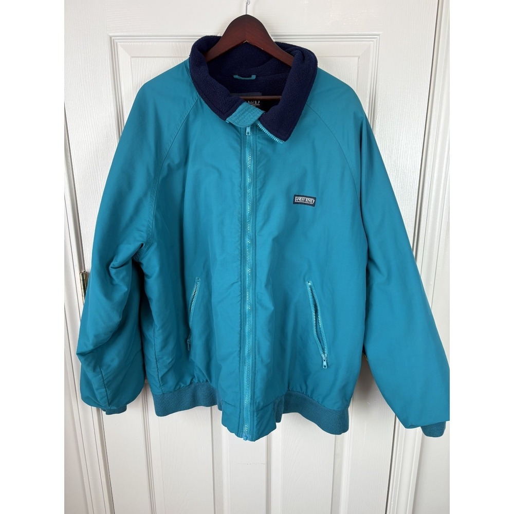 Lands' End Squall Jacket Mens XL Tall Teal Blue Excellent Polartec Insulated
